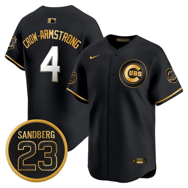 Men's Chicago Cubs 'Ryne Sandberg Tribute' Vapor Premier Limited Jersey V2 black #4 Pete Crow-Armstrong