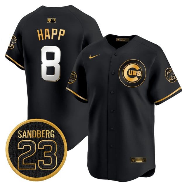 Men's Chicago Cubs 'Ryne Sandberg Tribute' Vapor Premier Limited Jersey V2 black #8 Ian Happ
