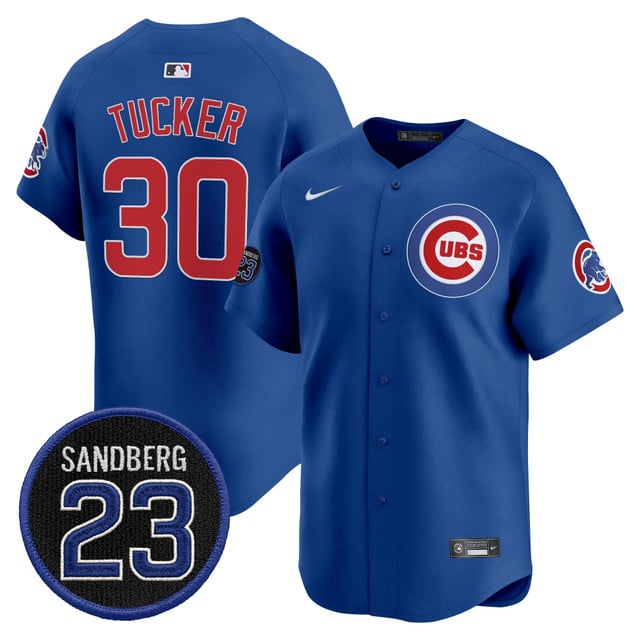 Men's Chicago Cubs 'Ryne Sandberg Tribute' Vapor Premier Limited Jersey V2 royal #30 Kyle Tucker
