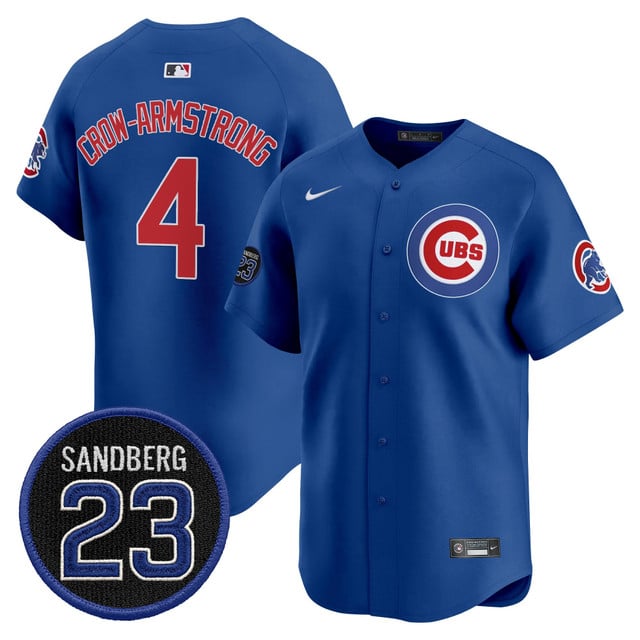 Men's Chicago Cubs 'Ryne Sandberg Tribute' Vapor Premier Limited Jersey V2 royal #4 Pete Crow-Armstrong