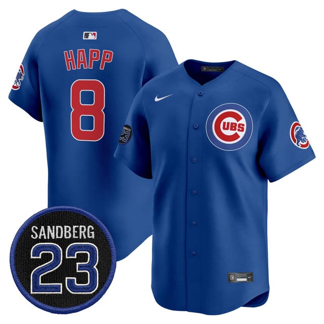 Men's Chicago Cubs 'Ryne Sandberg Tribute' Vapor Premier Limited Jersey V2 royal #8 Ian Happ
