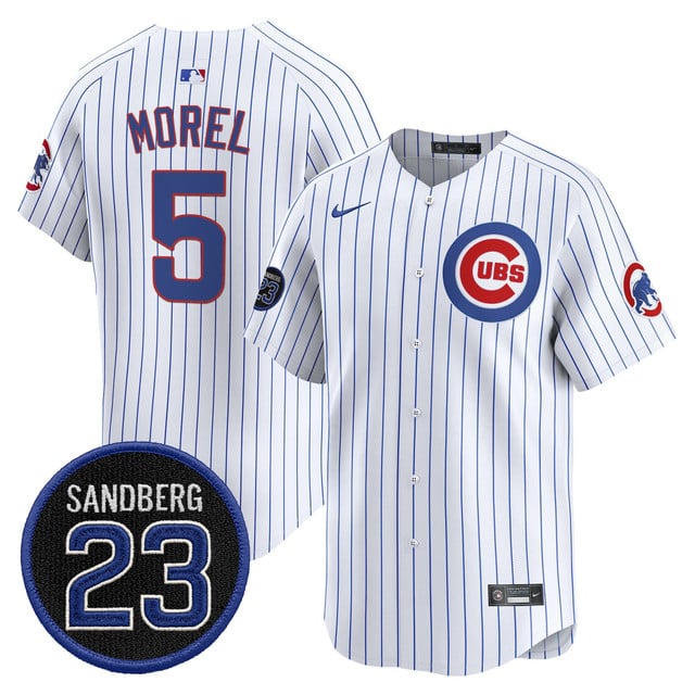 Men's Chicago Cubs 'Ryne Sandberg Tribute' Vapor Premier Limited Jersey V2 white #5 Christopher Morel