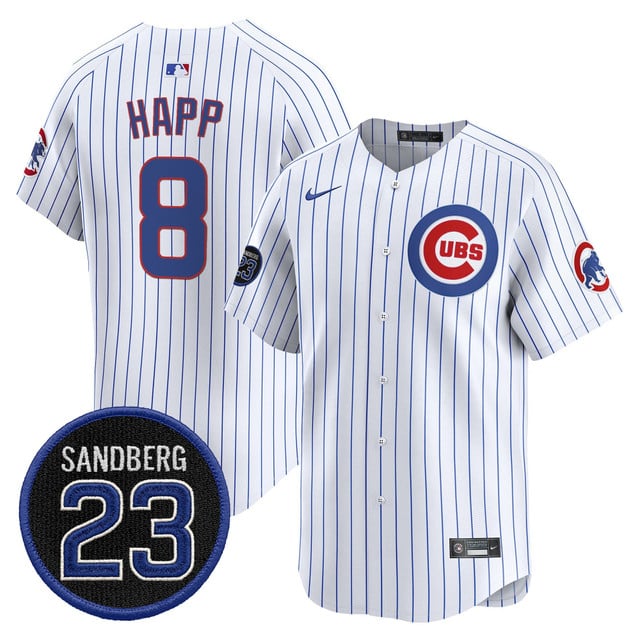 Men's Chicago Cubs 'Ryne Sandberg Tribute' Vapor Premier Limited Jersey V2 white #8 Ian Happ