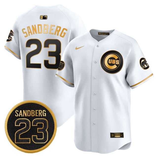 Men's Chicago Cubs 'Ryne Sandberg Tribute' Vapor Premier Limited Jersey V2 white gold #23 Ryne Sandberg