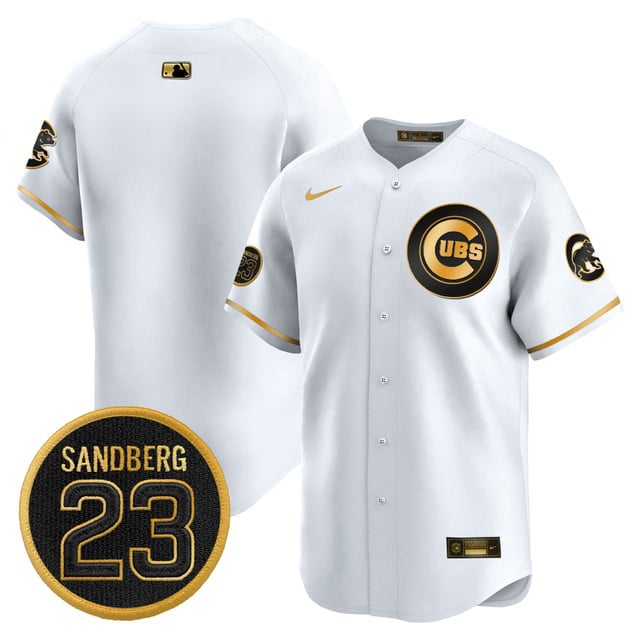 Men's Chicago Cubs 'Ryne Sandberg Tribute' Vapor Premier Limited Jersey V2 white gold blank