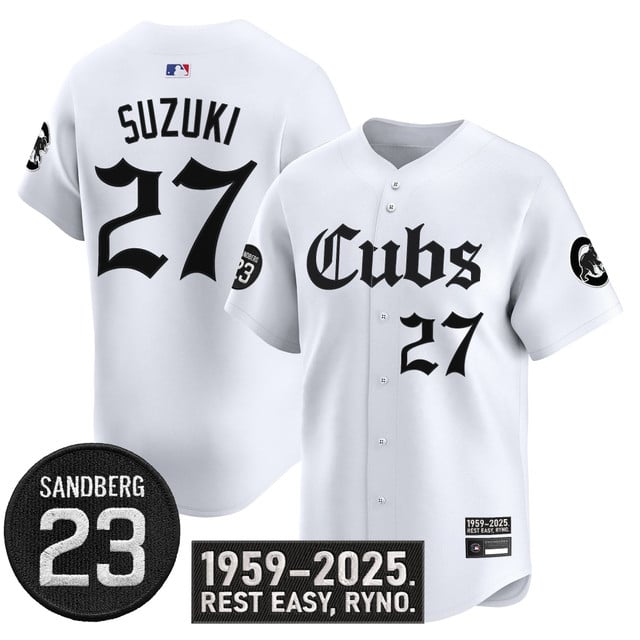 Men's Chicago Cubs 'Ryne Sandberg Tribute' Vapor Premier Limited Jersey white #27 Seiya Suzuki