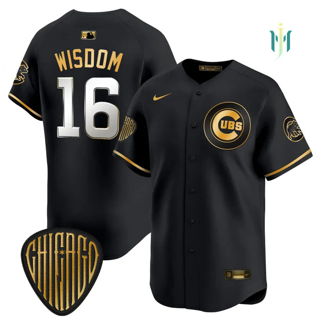 Men's Chicago Cubs 2025 Vapor Premier Limited Jersey BLACK GOLD #16 PATRICK WISDOM.webp