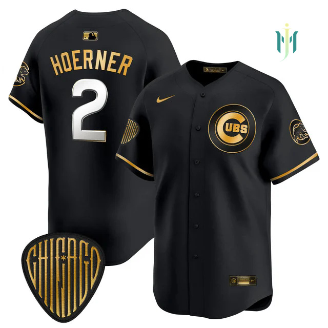 Men's Chicago Cubs 2025 Vapor Premier Limited Jersey BLACK GOLD #2 NICO HOERNER.webp