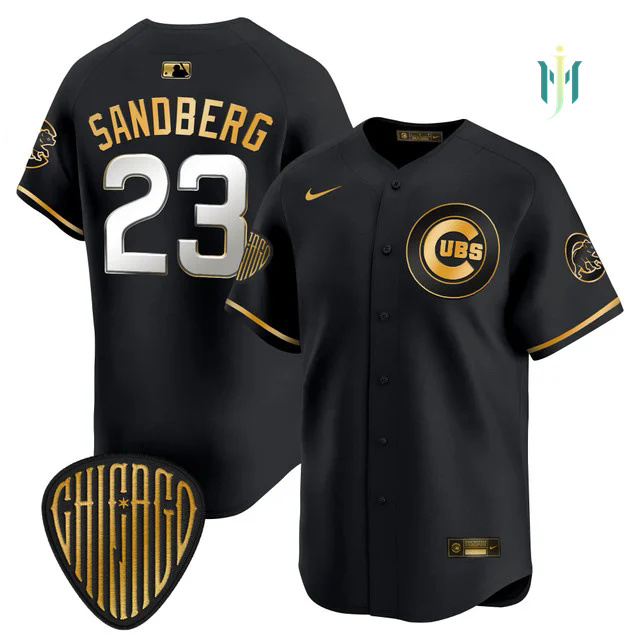 Men's Chicago Cubs 2025 Vapor Premier Limited Jersey BLACK GOLD #23 RYNE SANDBERG.webp