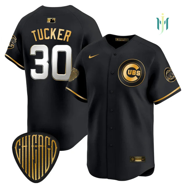 Men's Chicago Cubs 2025 Vapor Premier Limited Jersey BLACK GOLD #30 KYLE TUCKER.webp