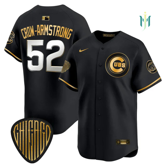 Men's Chicago Cubs 2025 Vapor Premier Limited Jersey BLACK GOLD #50 PETE CROW-ARMSTRONG.webp