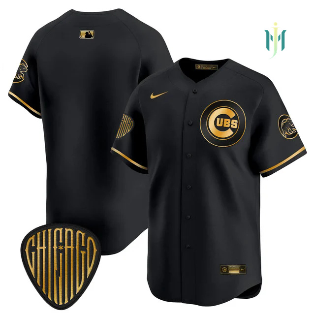 Men's Chicago Cubs 2025 Vapor Premier Limited Jersey BLACK GOLD BLANK.webp