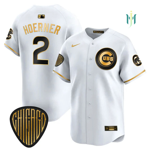 Men's Chicago Cubs 2025 Vapor Premier Limited Jersey WHITE GOLD #2 NICO HOERNER.webp
