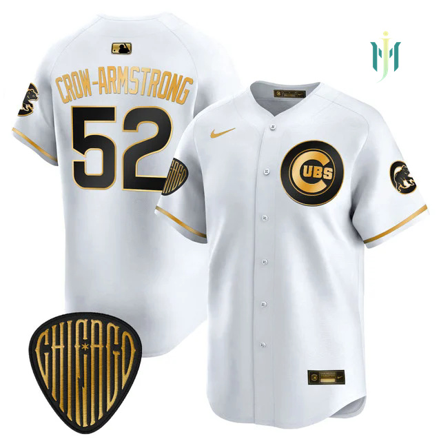 Men's Chicago Cubs 2025 Vapor Premier Limited Jersey WHITE GOLD #52 PETE CROW-ARMSTRONG.webp