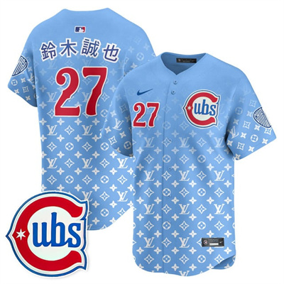 Men's Chicago Cubs Luxury Jersey #27 Seiya Suzuki (kanji)