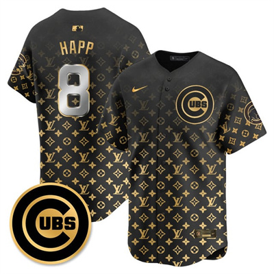 Men's Chicago Cubs Luxury Jersey black #8 Ian Happ