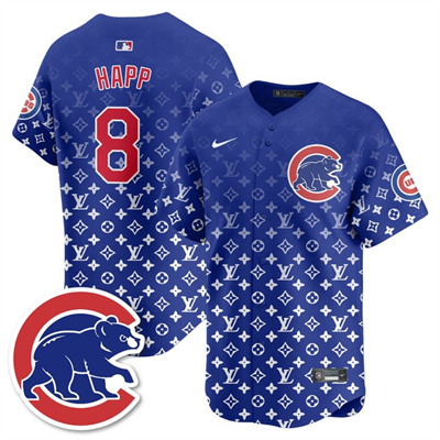 Men's Chicago Cubs Luxury Jersey blue #8 Ian Happ