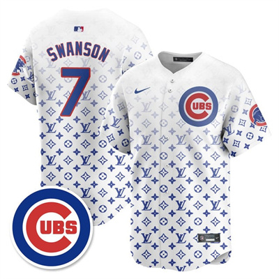 Men's Chicago Cubs Luxury Jersey white #7 Dansby Swanson