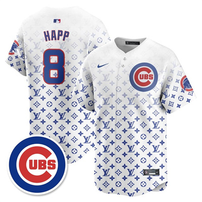 Men's Chicago Cubs Luxury Jersey white #8 Ian Happ