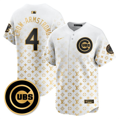 Men's Chicago Cubs Luxury Jersey white gold #4 Pete Crow-Armstrong