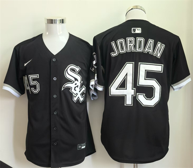 Men's Chicago White Sox #45 Michael Jordan Black Limited Stitched Baseball Jersey