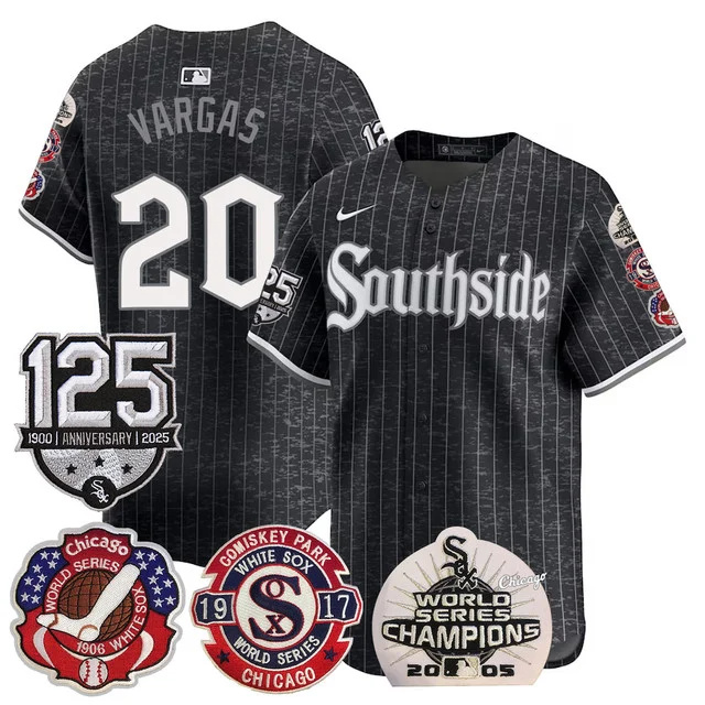 Men's Chicago White Sox 125th Anniversary - World Series Champions Jersey BLACK #20 VARGAS