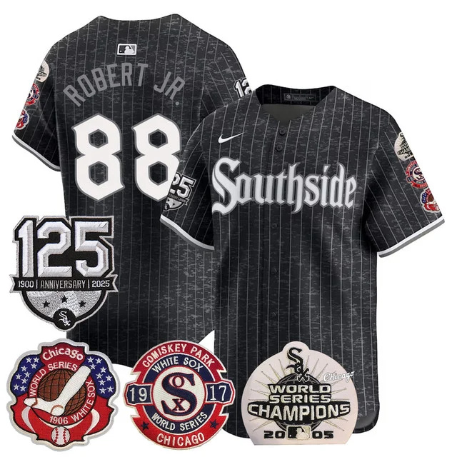 Men's Chicago White Sox 125th Anniversary - World Series Champions Jersey BLACK #88 ROBERT JR.