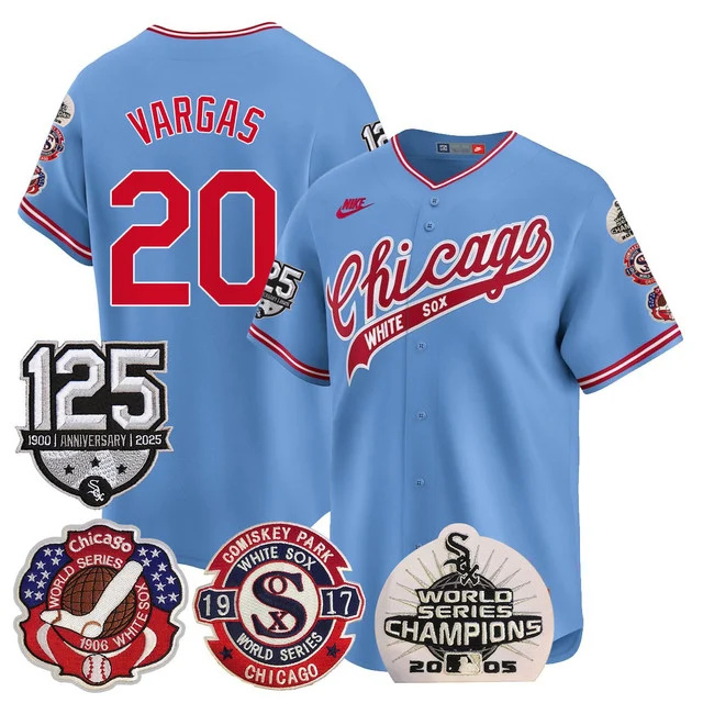Men's Chicago White Sox 125th Anniversary - World Series Champions Jersey BLUE #20 VARGAS