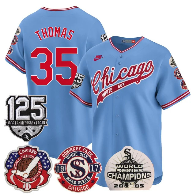 Men's Chicago White Sox 125th Anniversary - World Series Champions Jersey BLUE #35 THOMAS