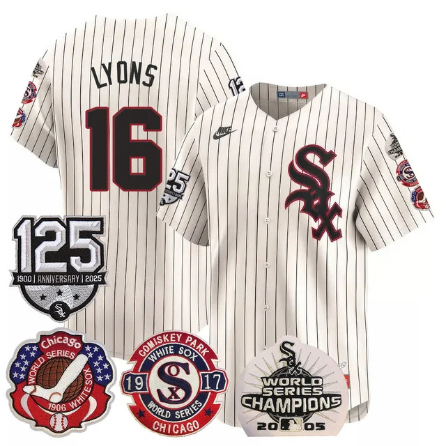 Men's Chicago White Sox 125th Anniversary - World Series Champions Jersey CREAM #16 LYONS