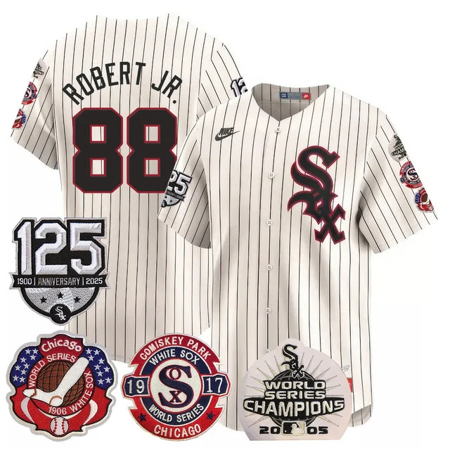 Men's Chicago White Sox 125th Anniversary - World Series Champions Jersey CREAM #88 ROBERT JR.