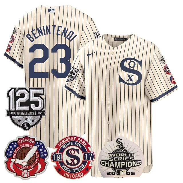 Men's Chicago White Sox 125th Anniversary - World Series Champions Jersey CREAM1 #23 BENINTENDI