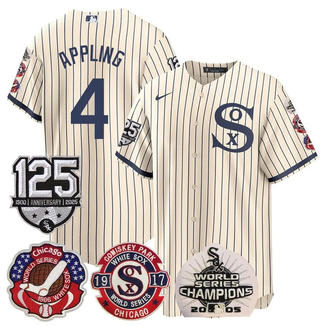 Men's Chicago White Sox 125th Anniversary - World Series Champions Jersey CREAM1 #4 APPLING