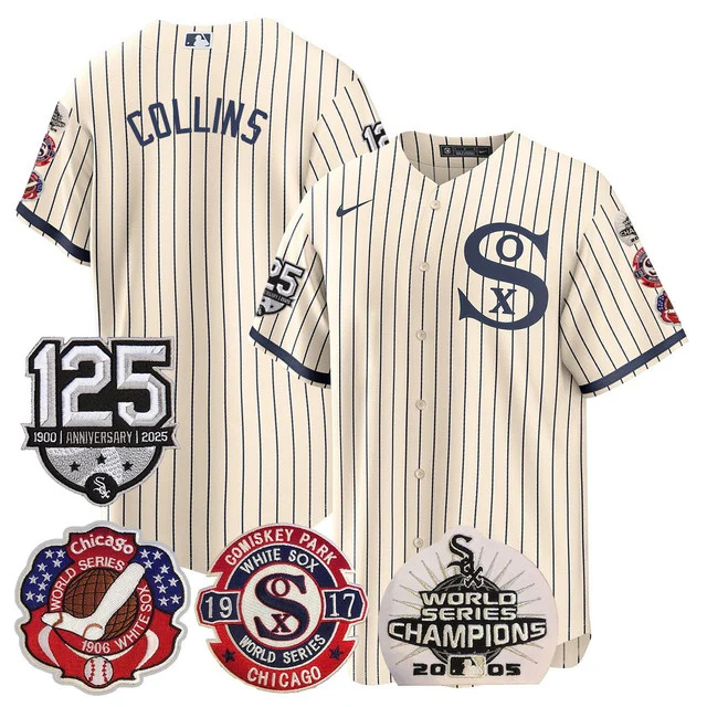 Men's Chicago White Sox 125th Anniversary - World Series Champions Jersey CREAM1 COLLINS