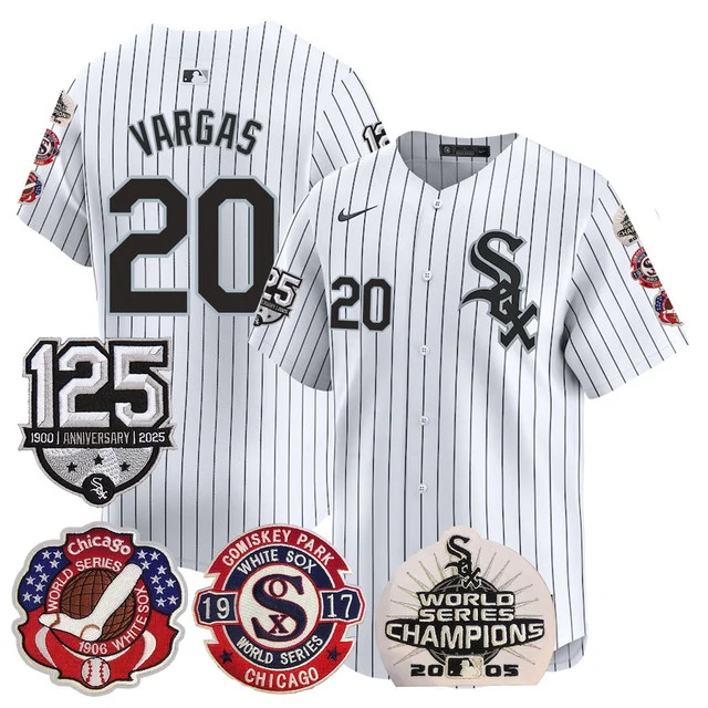 Men's Chicago White Sox 125th Anniversary - World Series Champions Jersey WHITE #20 VARGAS