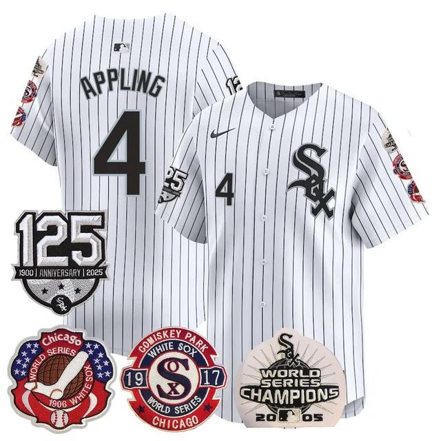 Men's Chicago White Sox 125th Anniversary - World Series Champions Jersey WHITE #4 APPLING