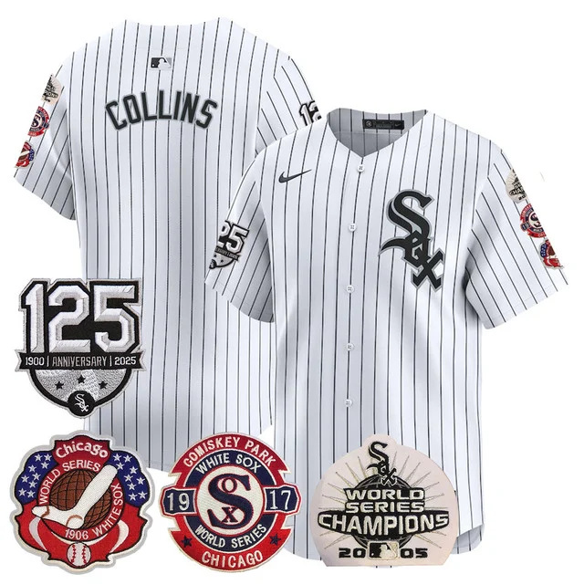 Men's Chicago White Sox 125th Anniversary - World Series Champions Jersey WHITE COLLINS