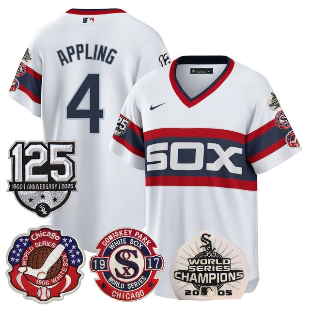 Men's Chicago White Sox 125th Anniversary - World Series Champions Jersey WHITE1 #4 APPLING