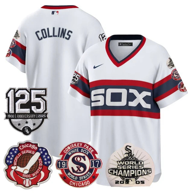 Men's Chicago White Sox 125th Anniversary - World Series Champions Jersey WHITE1 COLLINS