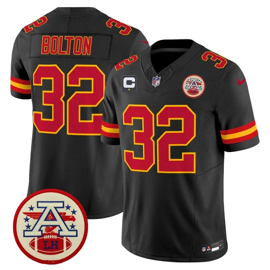 Men's Chiefs 2026 Lamar Hunt Patch Vapor Limited Jersey BLACK#32 NICK  BOLTON