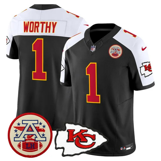Men's Chiefs 2026 Lamar Hunt Patch Vapor Limited Jersey BLACK ALTERNATE#1 XAVIER WORTHY
