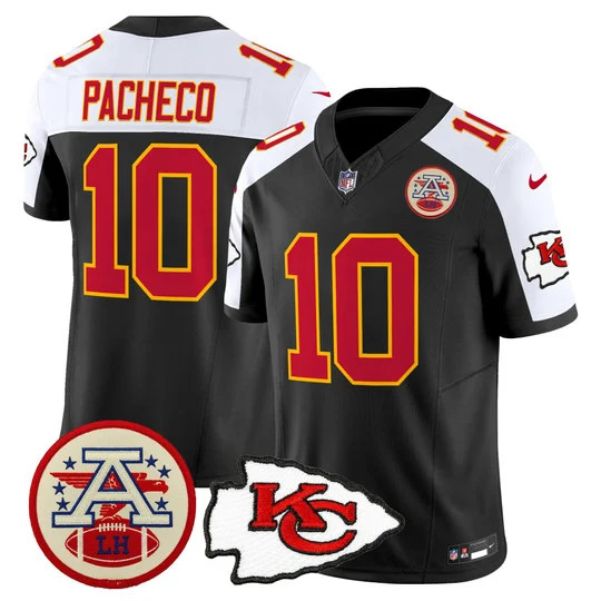 Men's Chiefs 2026 Lamar Hunt Patch Vapor Limited Jersey BLACK ALTERNATE#10 ISIAH PACHECO