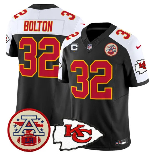 Men's Chiefs 2026 Lamar Hunt Patch Vapor Limited Jersey BLACK ALTERNATE#32 NICK  BOLTON