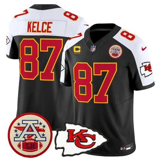 Men's Chiefs 2026 Lamar Hunt Patch Vapor Limited Jersey BLACK ALTERNATE#87 TRAVIS KELCE