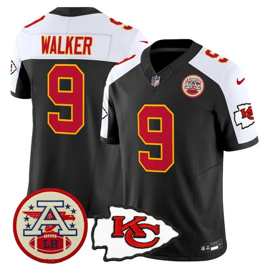 Men's Chiefs 2026 Lamar Hunt Patch Vapor Limited Jersey BLACK ALTERNATE#9 KENNETH WALKER