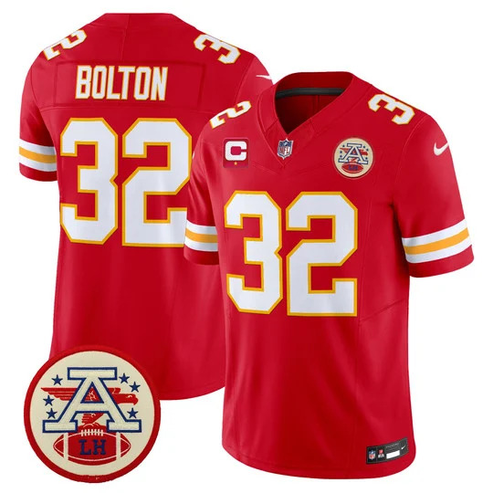 Men's Chiefs 2026 Lamar Hunt Patch Vapor Limited Jersey RED#32 NICK  BOLTON