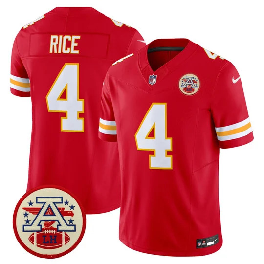 Men's Chiefs 2026 Lamar Hunt Patch Vapor Limited Jersey RED#4 RASHEE RICE
