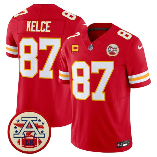 Men's Chiefs 2026 Lamar Hunt Patch Vapor Limited Jersey RED#87 TRAVIS KELCE