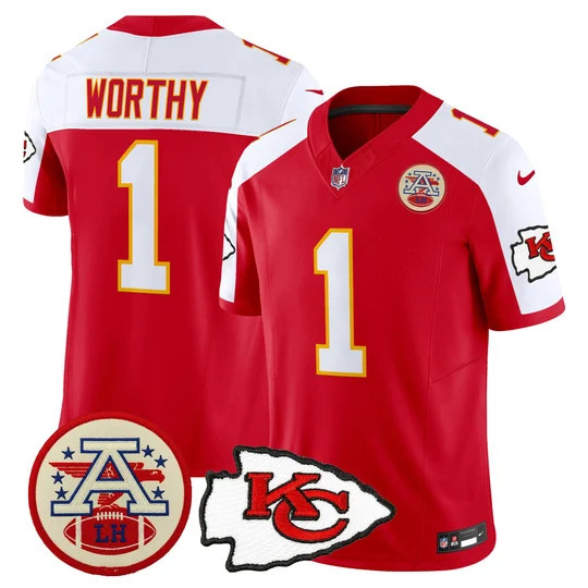 Men's Chiefs 2026 Lamar Hunt Patch Vapor Limited Jersey RED ALTERNATE#1 XAVIER WORTHY