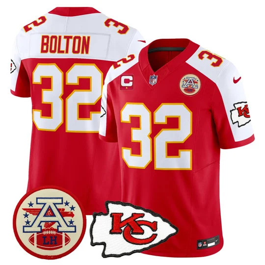 Men's Chiefs 2026 Lamar Hunt Patch Vapor Limited Jersey RED ALTERNATE#32 NICK  BOLTON